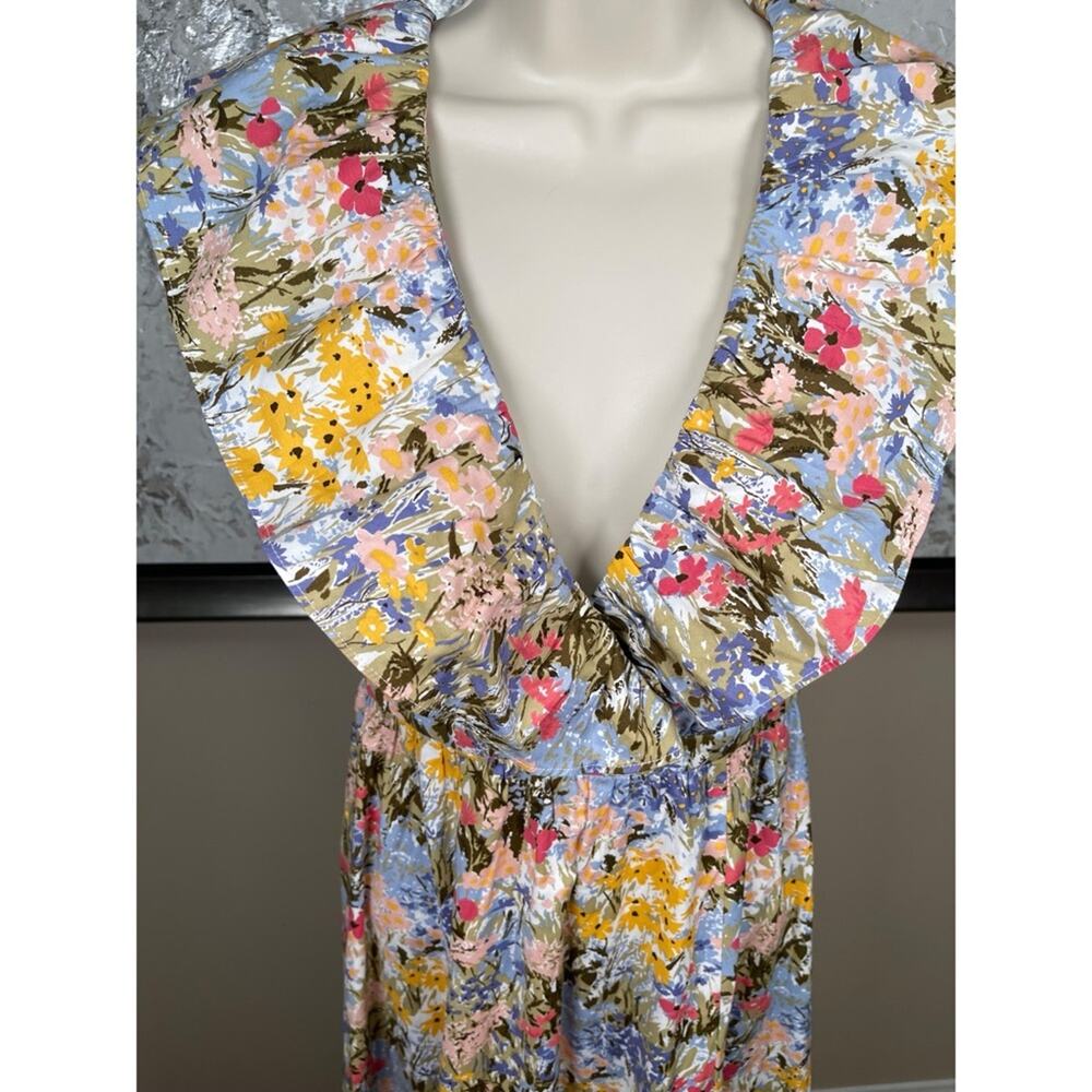 REFORMATION Reina Floral Deep V Ruffle Neck Maxi Dress Size 0 - Picture 3 of 8